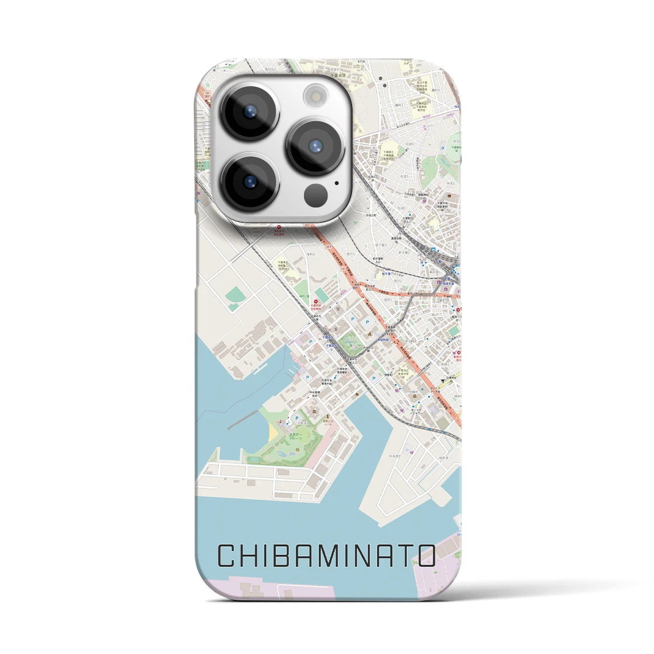 【千葉みなと(千葉県)】地図柄iPhoneケース(バックカバータイプ)