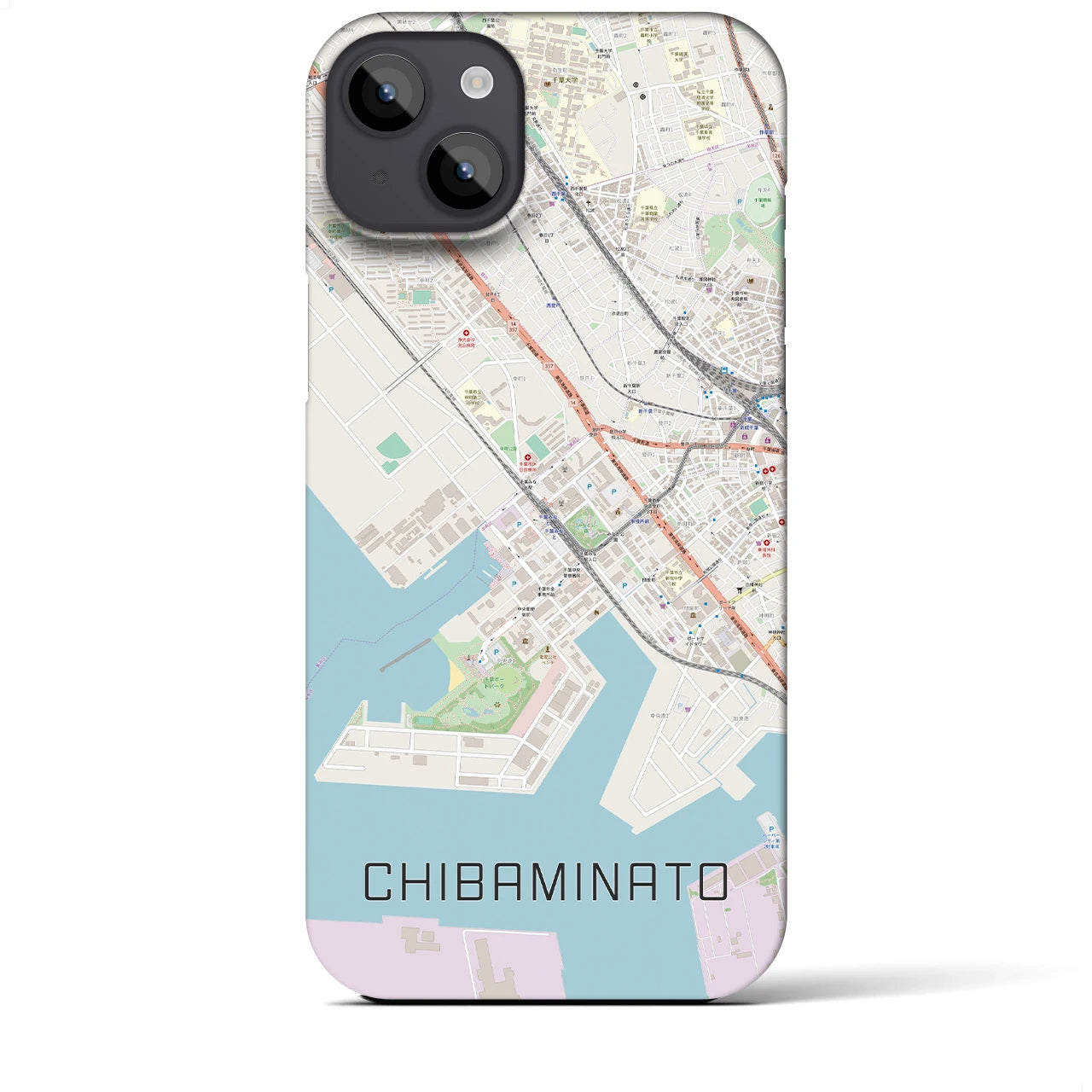 【千葉みなと(千葉県)】地図柄iPhoneケース(バックカバータイプ)