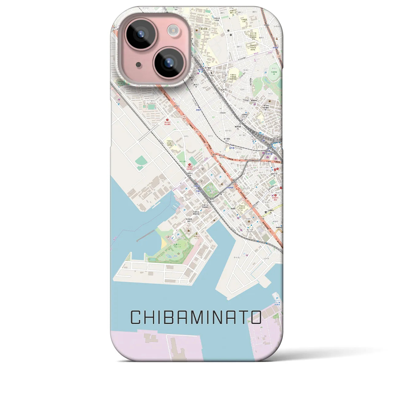 【千葉みなと(千葉県)】地図柄iPhoneケース(バックカバータイプ)