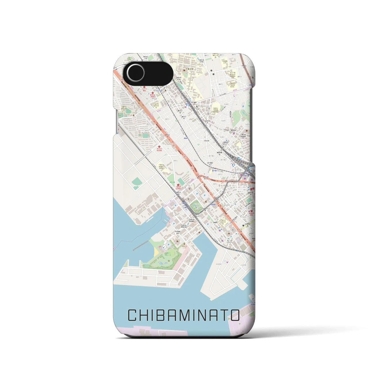【千葉みなと(千葉県)】地図柄iPhoneケース(バックカバータイプ)