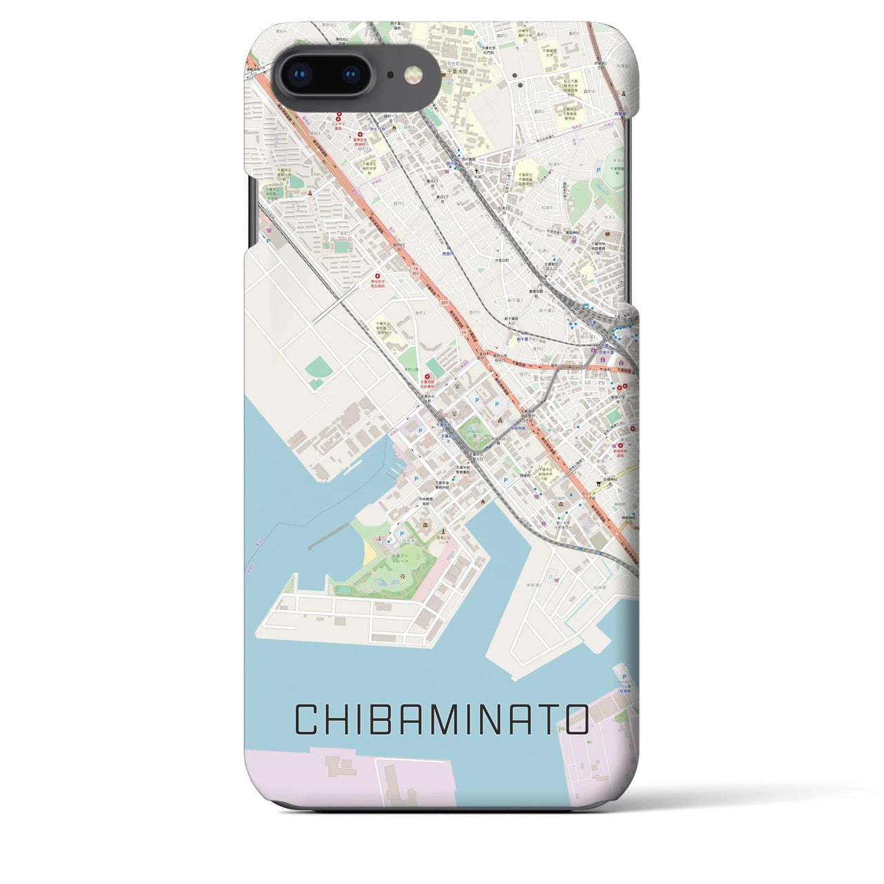 【千葉みなと(千葉県)】地図柄iPhoneケース(バックカバータイプ)