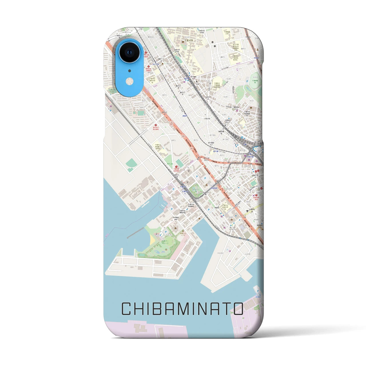 【千葉みなと(千葉県)】地図柄iPhoneケース(バックカバータイプ)