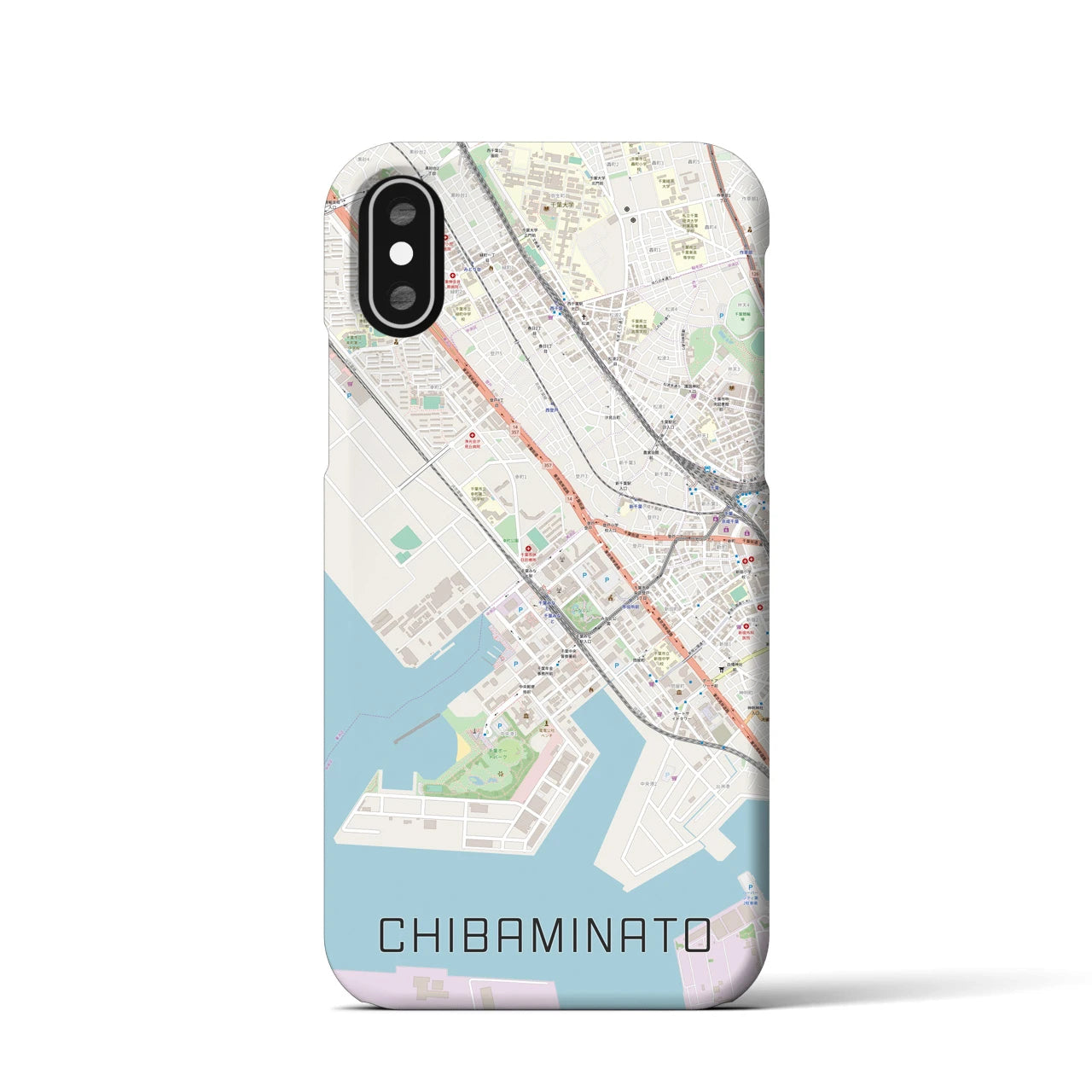 【千葉みなと(千葉県)】地図柄iPhoneケース(バックカバータイプ)