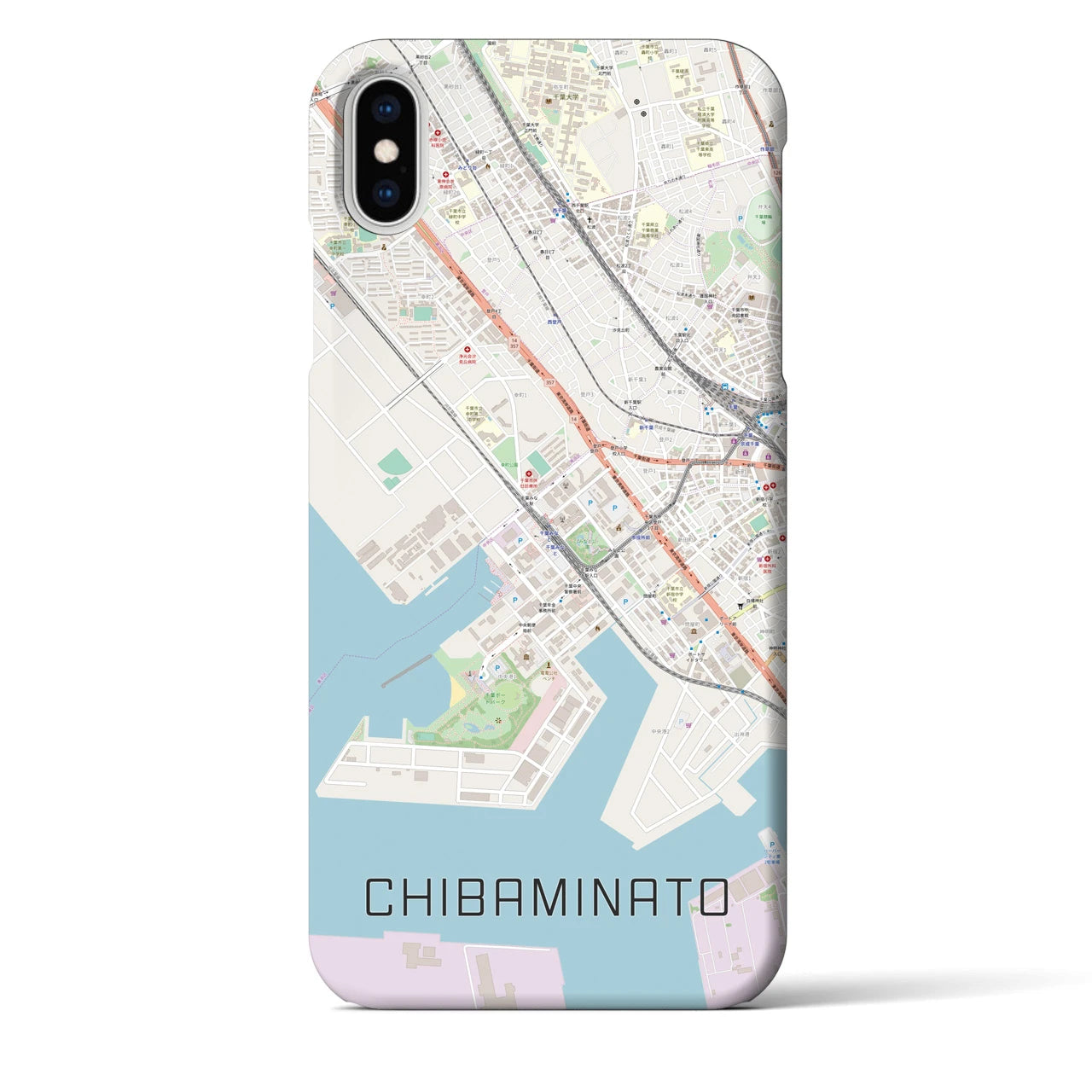 【千葉みなと(千葉県)】地図柄iPhoneケース(バックカバータイプ)