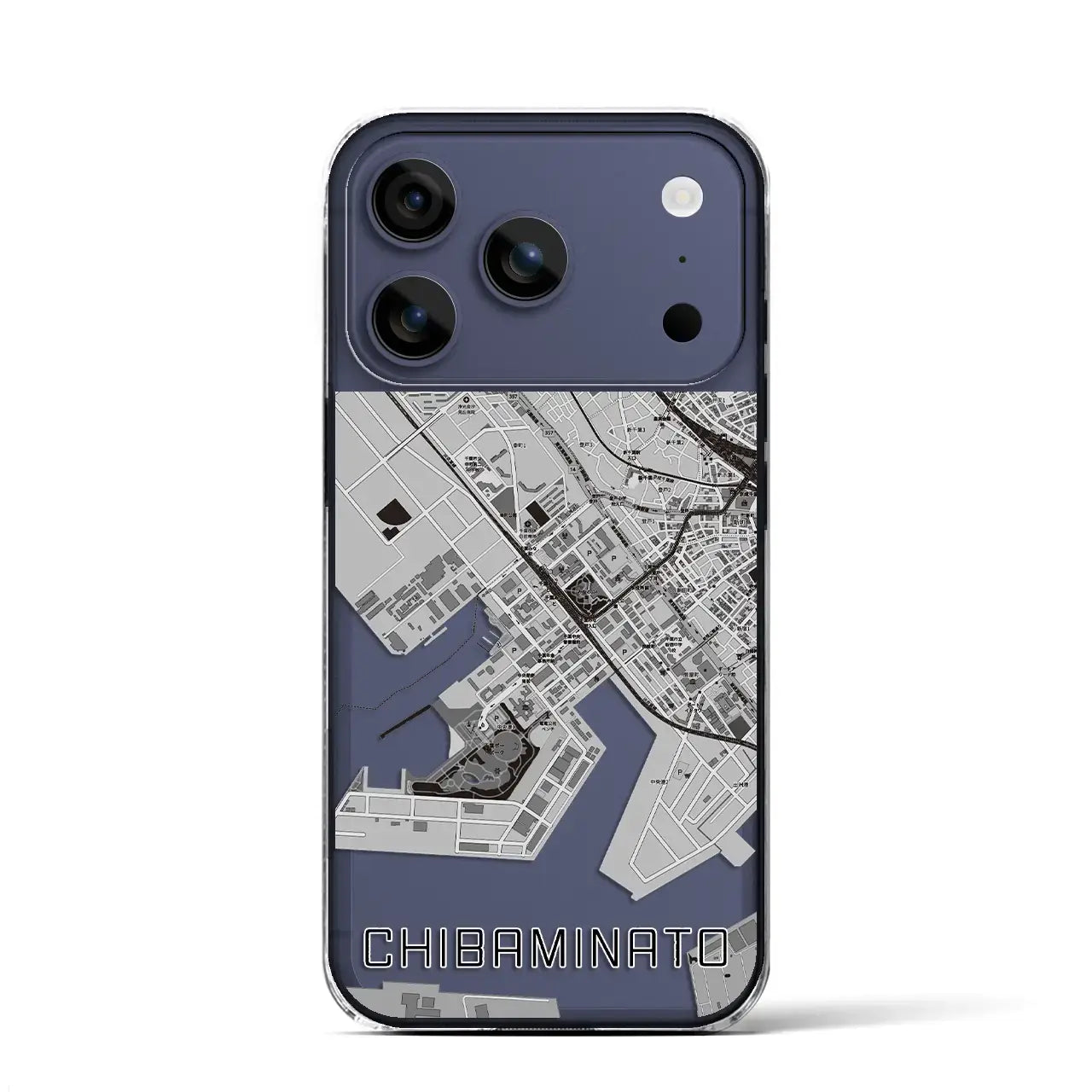 【千葉みなと(千葉県)】地図柄iPhoneケース(クリアタイプ)モノトーン・iPhone 17 Pro Max 用