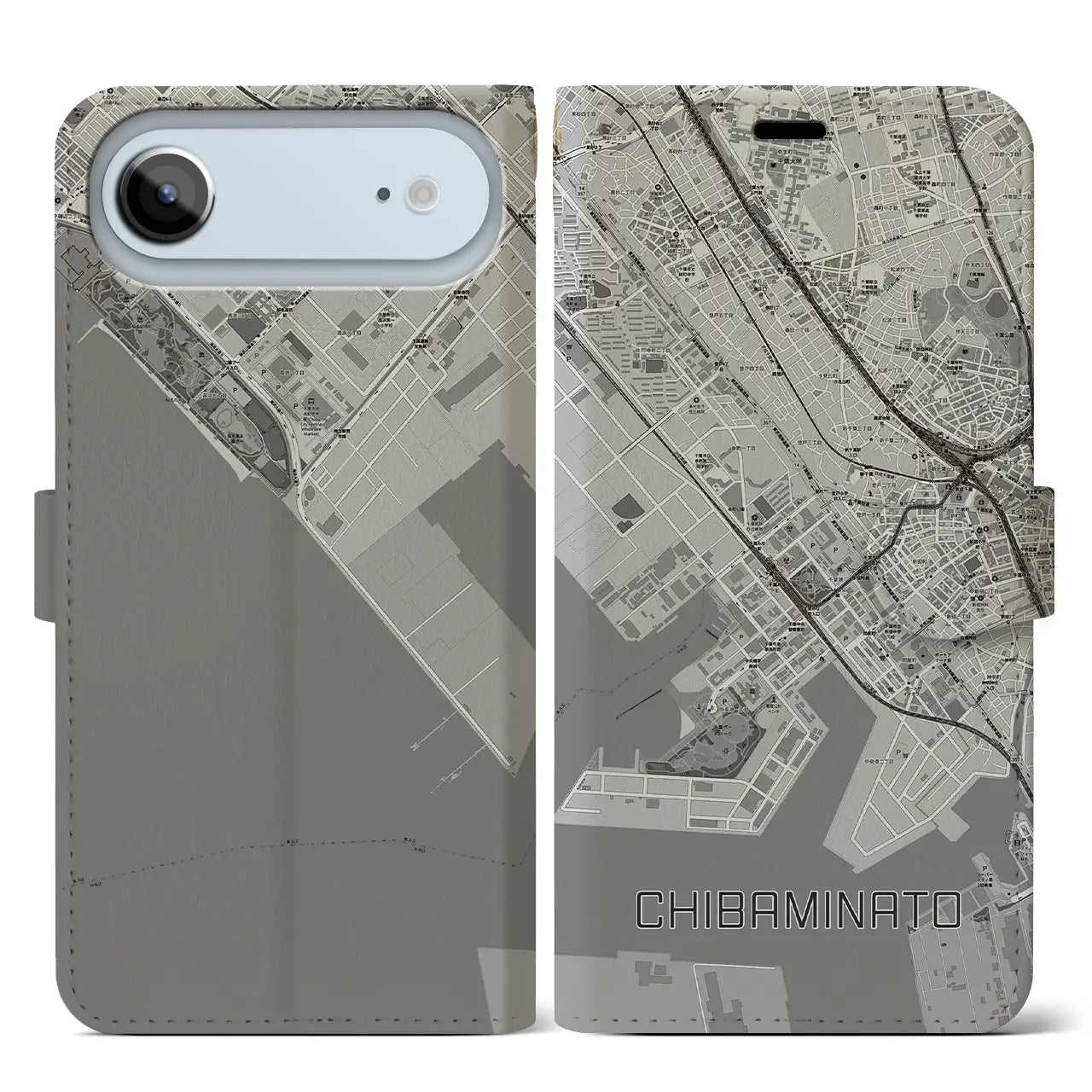 【千葉みなと(千葉県)】地図柄iPhoneケース(手帳タイプ)