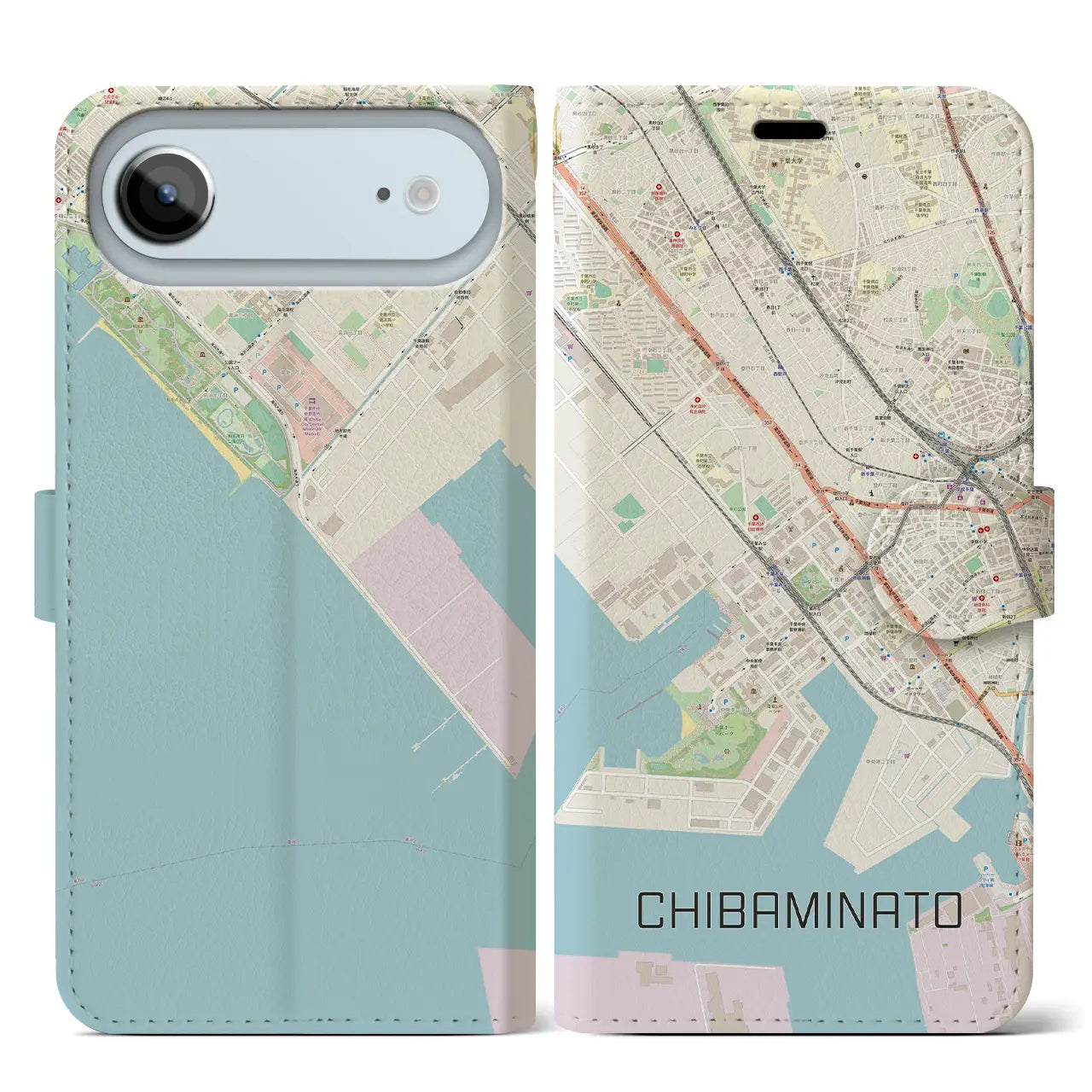 【千葉みなと(千葉県)】地図柄iPhoneケース(手帳タイプ)