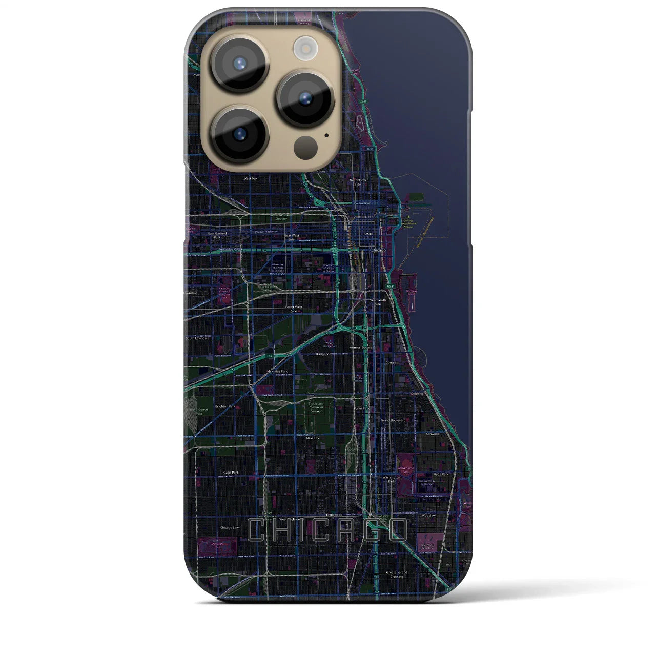 【シカゴ(アメリカ)】地図柄iPhoneケース(バックカバータイプ)