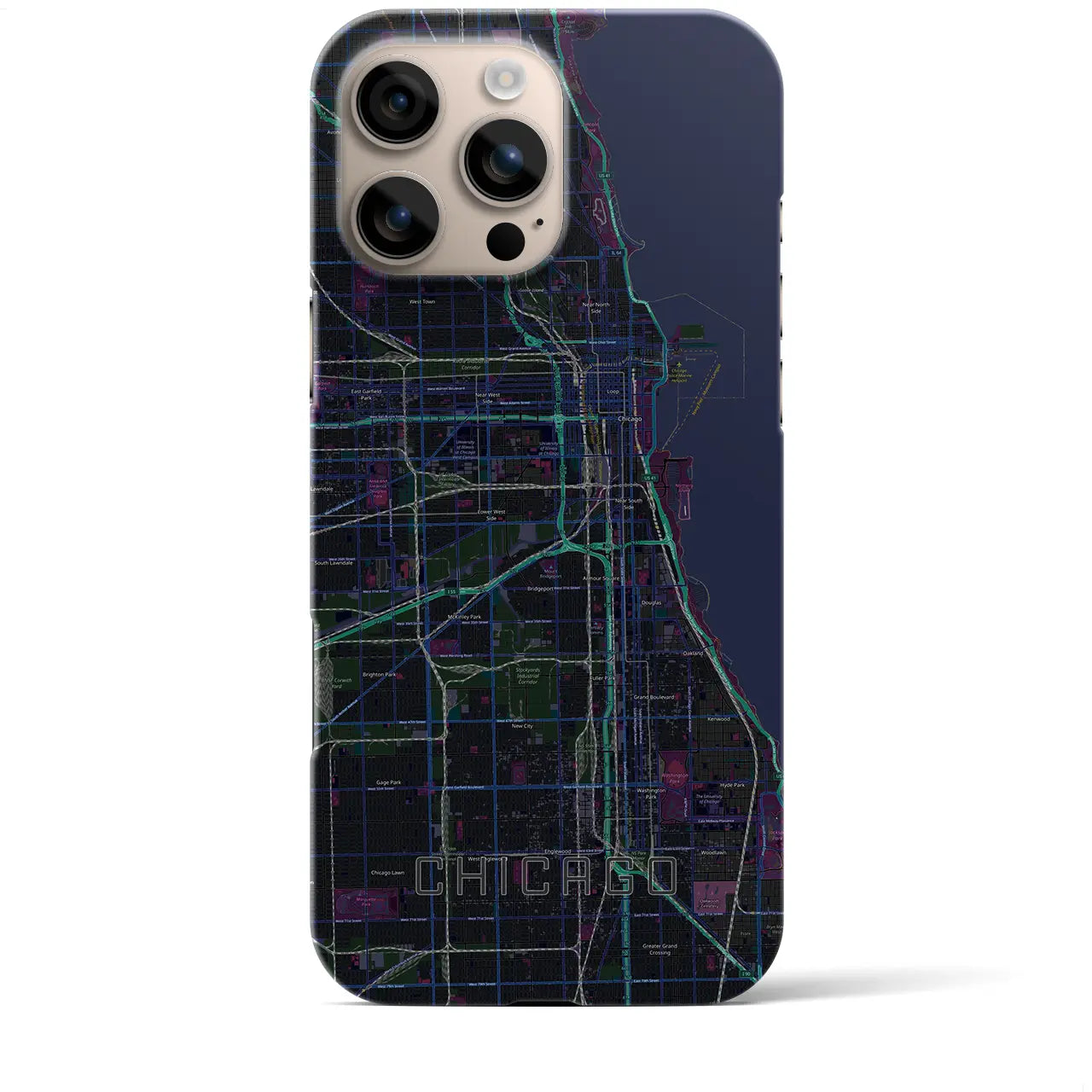 【シカゴ(アメリカ)】地図柄iPhoneケース(バックカバータイプ)