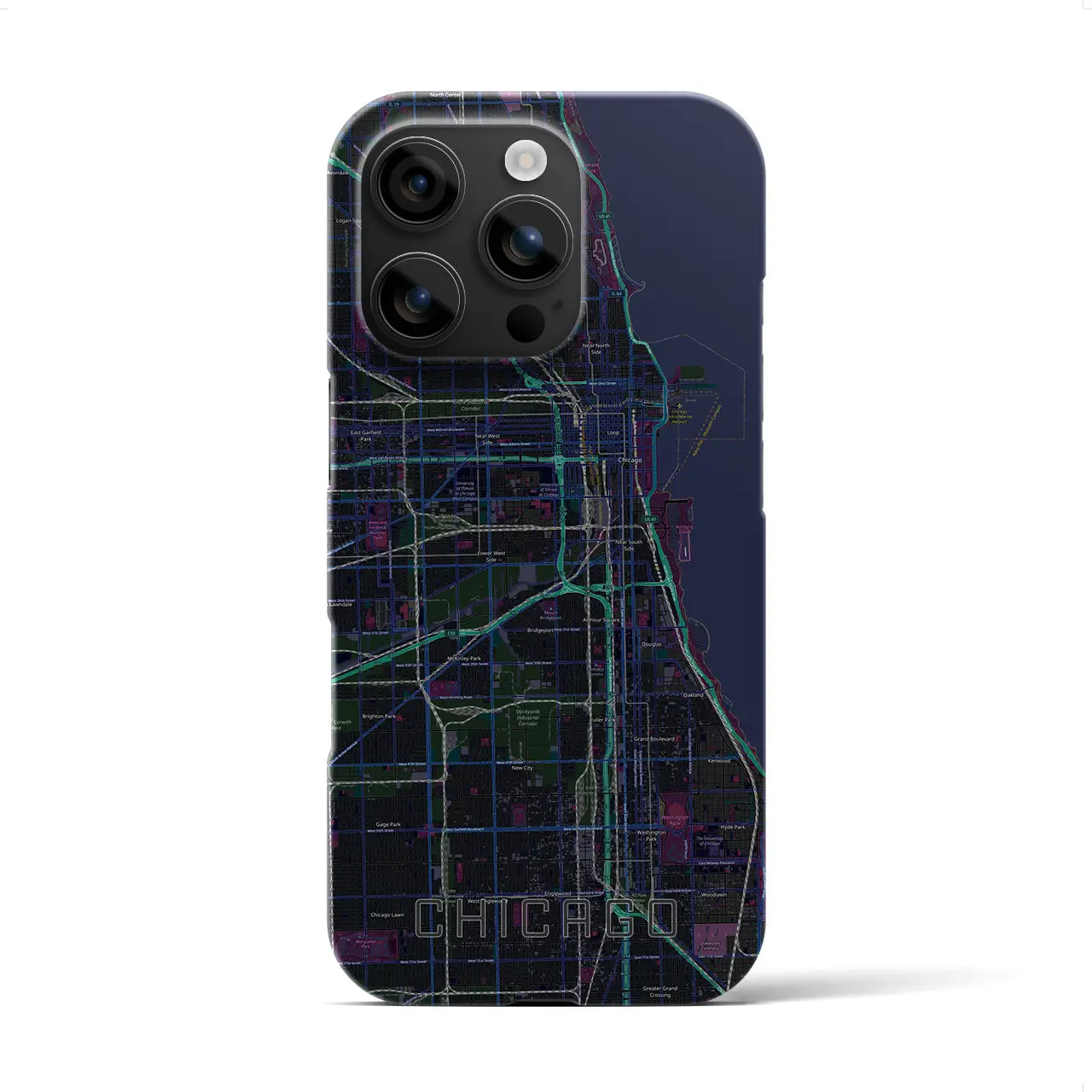【シカゴ(アメリカ)】地図柄iPhoneケース(バックカバータイプ)