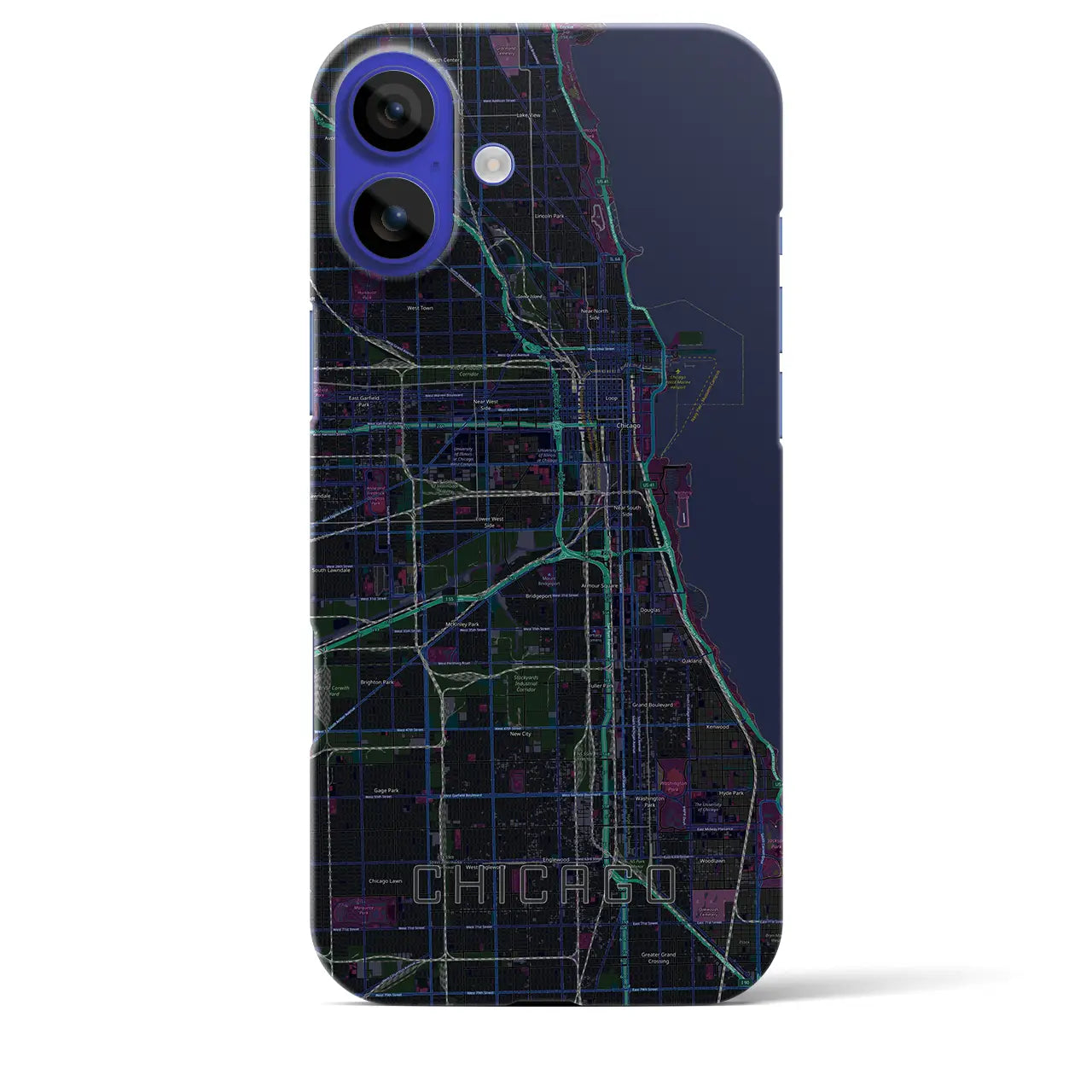 【シカゴ(アメリカ)】地図柄iPhoneケース(バックカバータイプ)