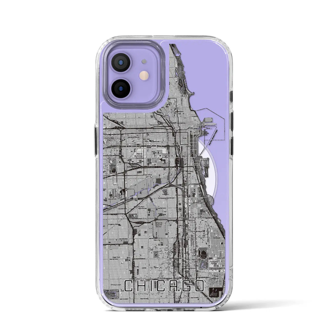 【シカゴ(アメリカ)】地図柄iPhoneケース(MagSafeタイプ)