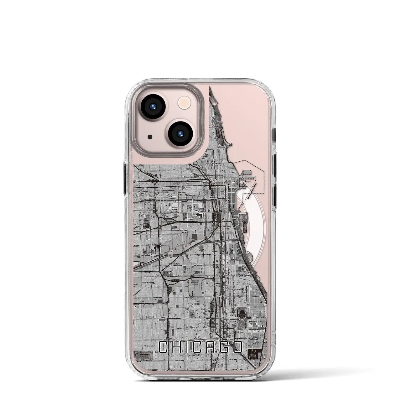 【シカゴ(アメリカ)】地図柄iPhoneケース(MagSafeタイプ)
