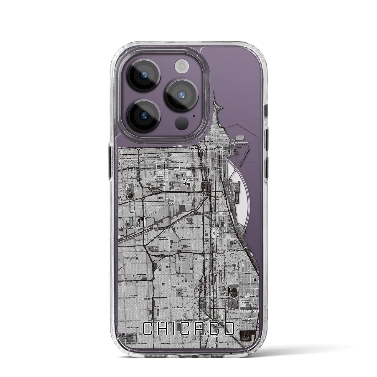 【シカゴ(アメリカ)】地図柄iPhoneケース(MagSafeタイプ)