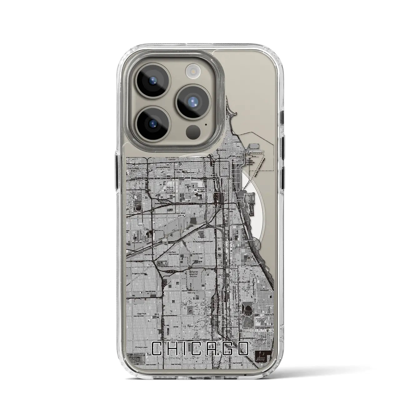 【シカゴ(アメリカ)】地図柄iPhoneケース(MagSafeタイプ)