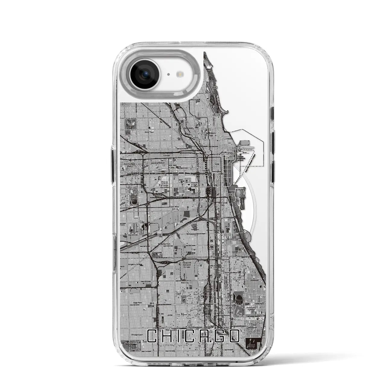 【シカゴ(アメリカ)】地図柄iPhoneケース(MagSafeタイプ)