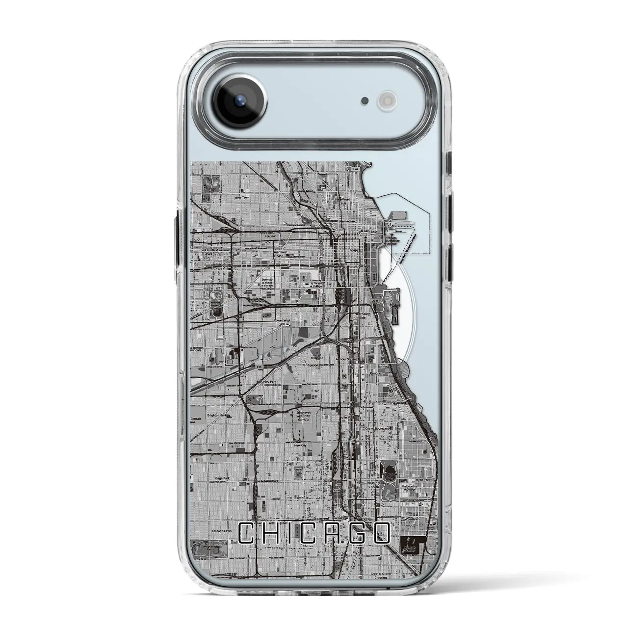 【シカゴ(アメリカ)】地図柄iPhoneケース(MagSafeタイプ)