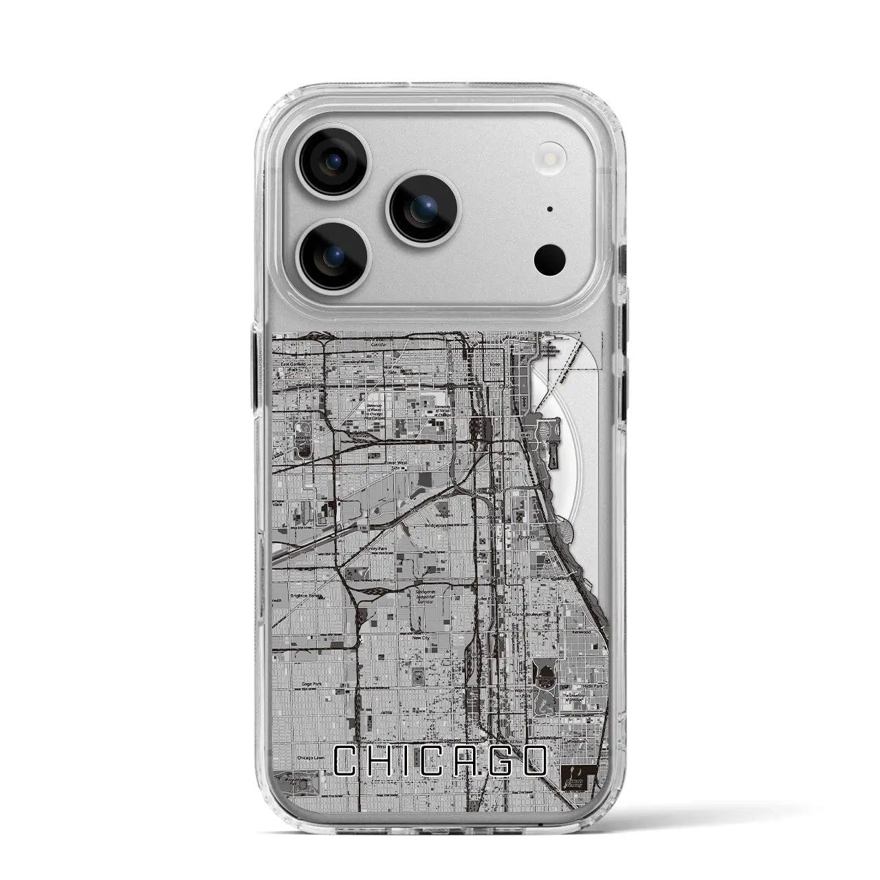 【シカゴ(アメリカ)】地図柄iPhoneケース(MagSafeタイプ)