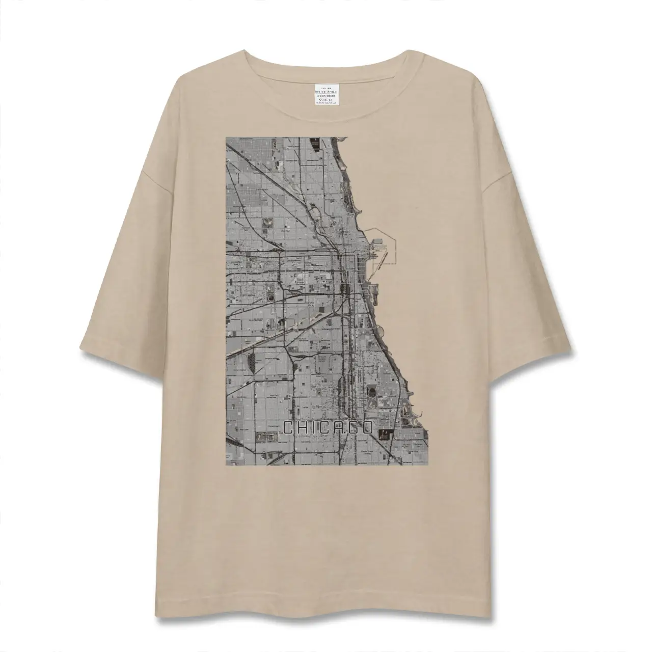 【シカゴ(アメリカ)】地図柄ビッグシルエットTシャツ