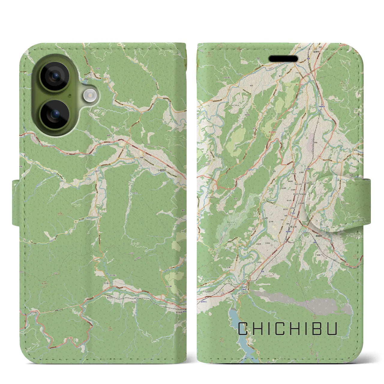 【秩父(埼玉県)】地図柄iPhoneケース(手帳タイプ)