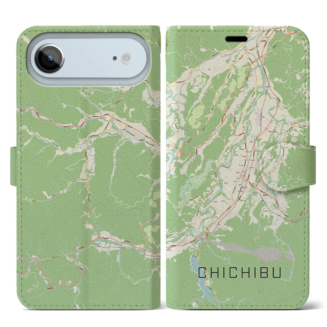 【秩父(埼玉県)】地図柄iPhoneケース(手帳タイプ)ナチュラル・iPhone 17 Pro Max 用