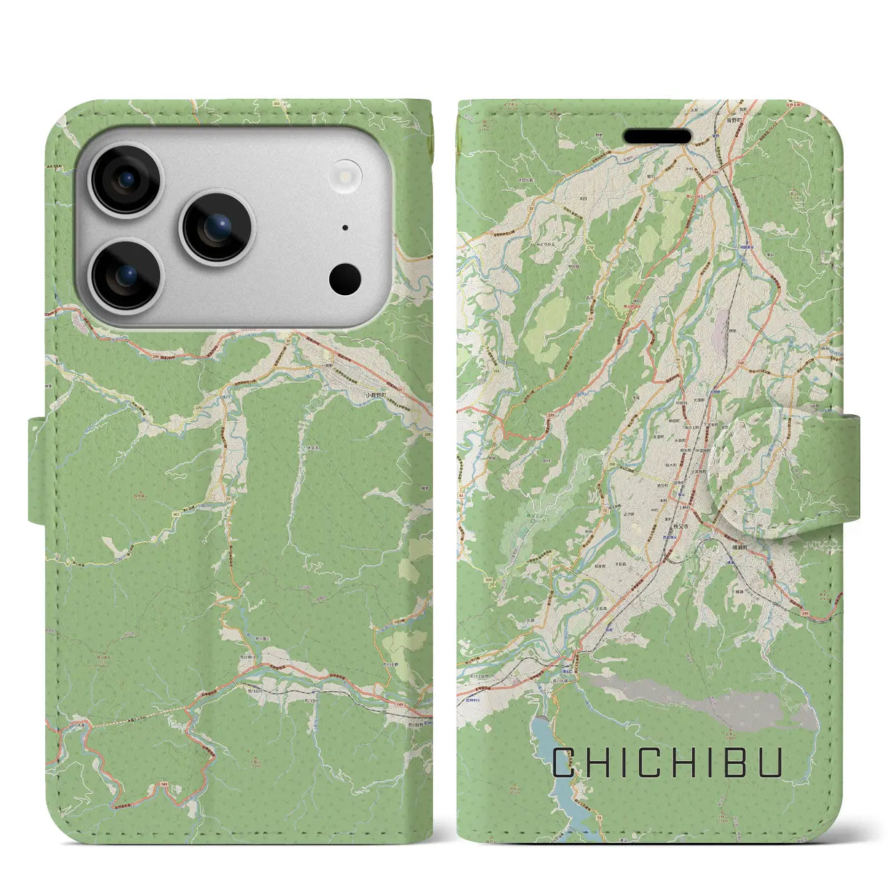 【秩父(埼玉県)】地図柄iPhoneケース(手帳タイプ)