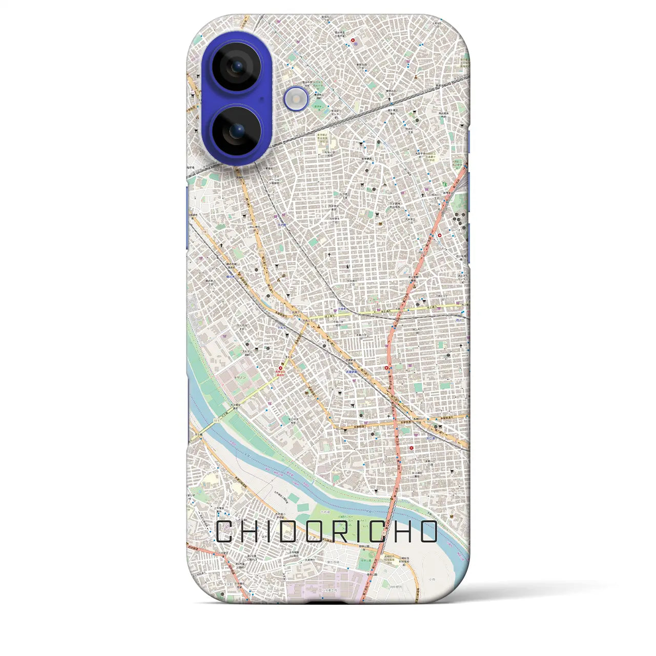 【千鳥町(東京都)】地図柄iPhoneケース(バックカバータイプ)ブラック・iPhone 16 Pro Max 用