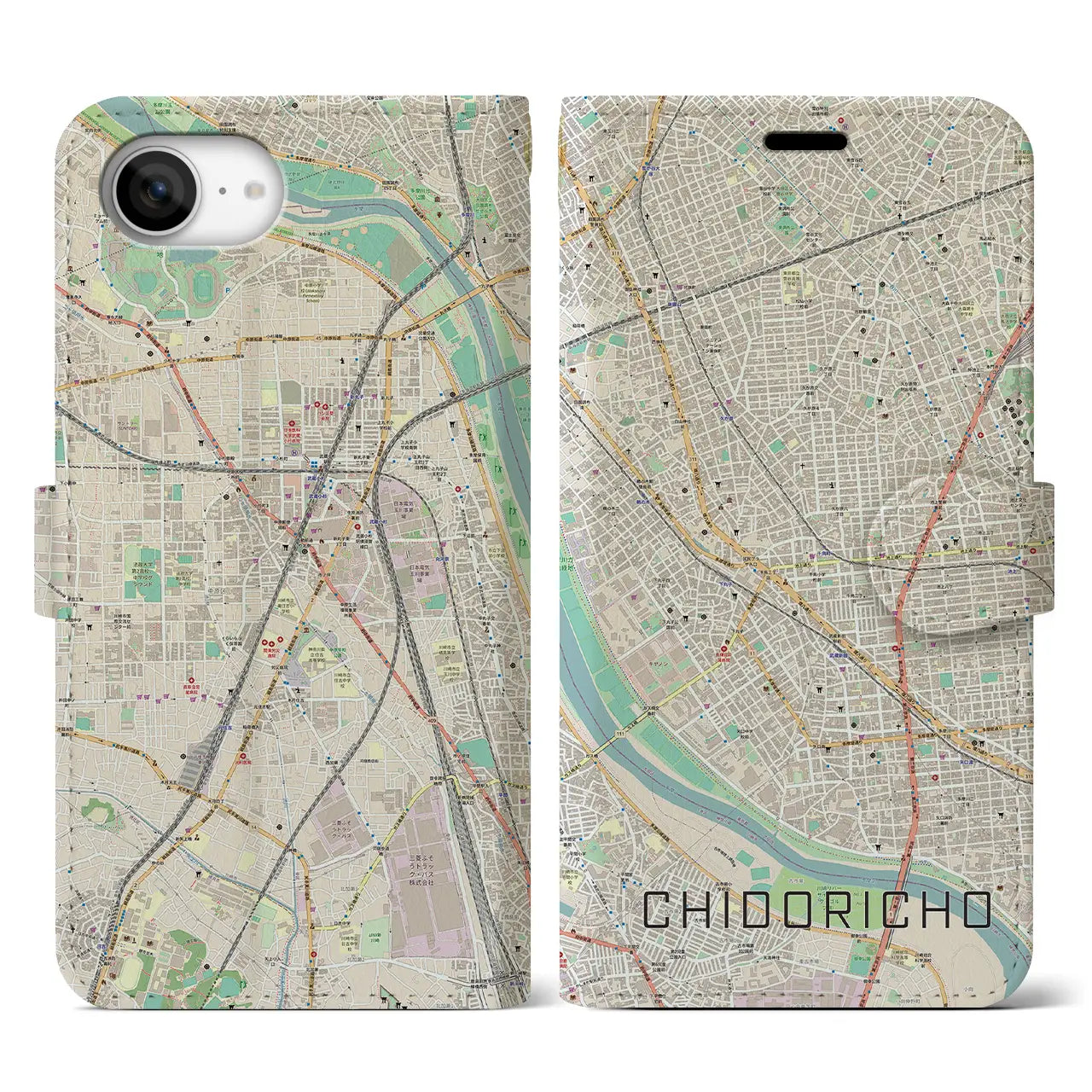 【千鳥町(東京都)】地図柄iPhoneケース(手帳タイプ)