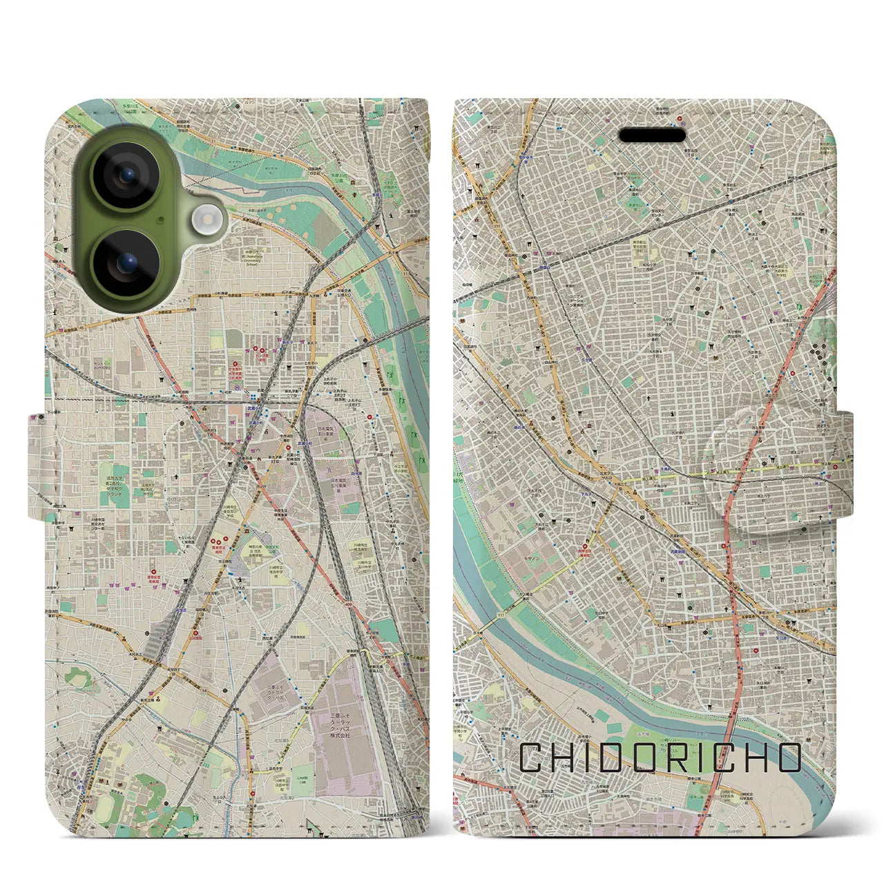 【千鳥町(東京都)】地図柄iPhoneケース(手帳タイプ)ナチュラル・iPhone 17 Pro Max 用