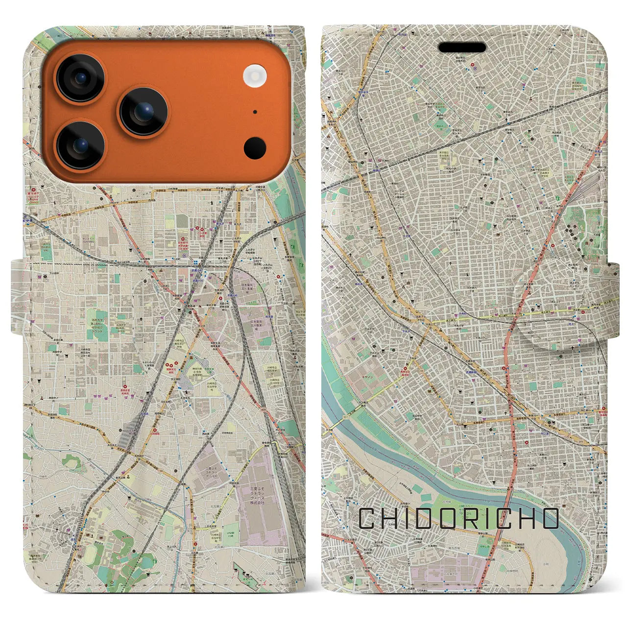 【千鳥町(東京都)】地図柄iPhoneケース(手帳タイプ)