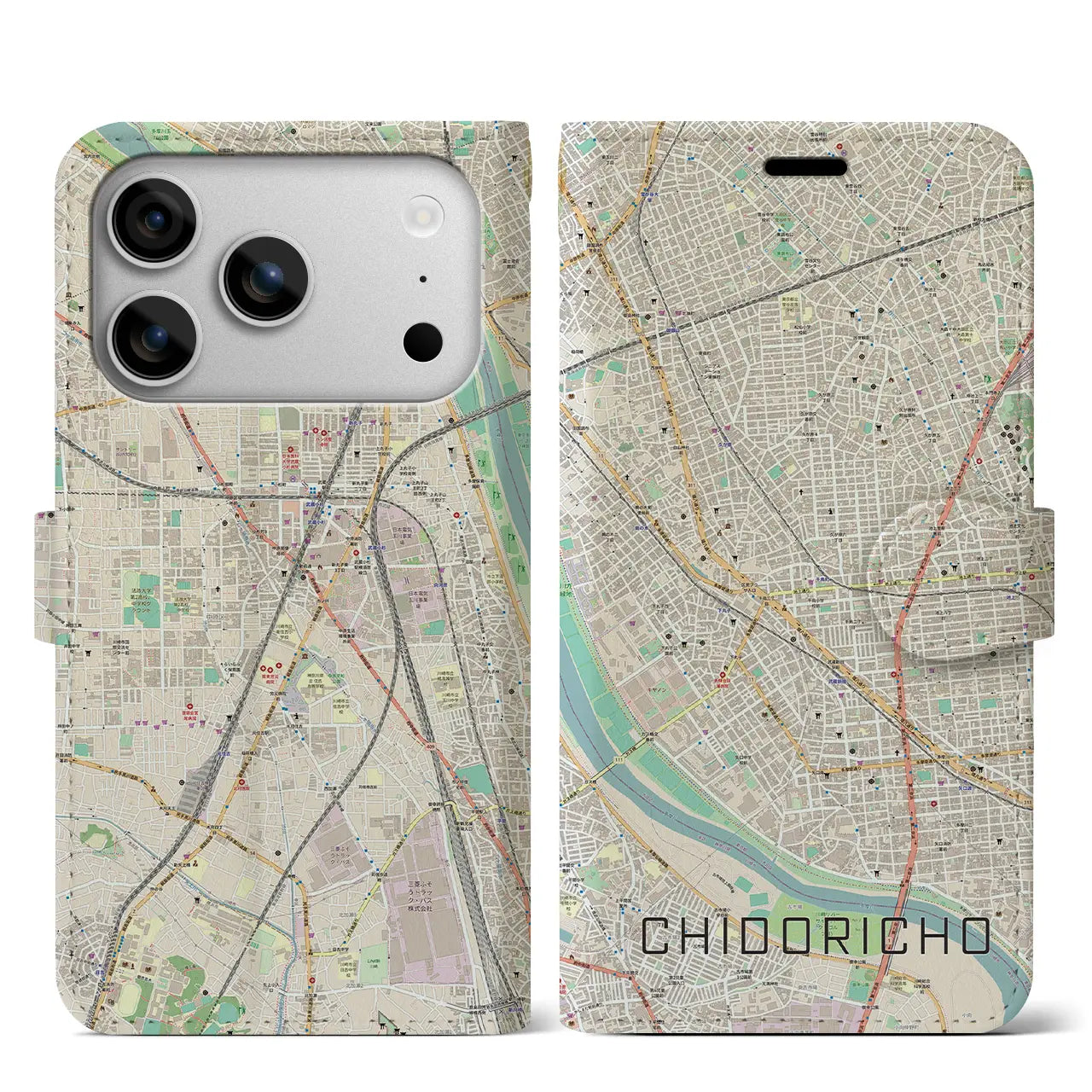 【千鳥町(東京都)】地図柄iPhoneケース(手帳タイプ)