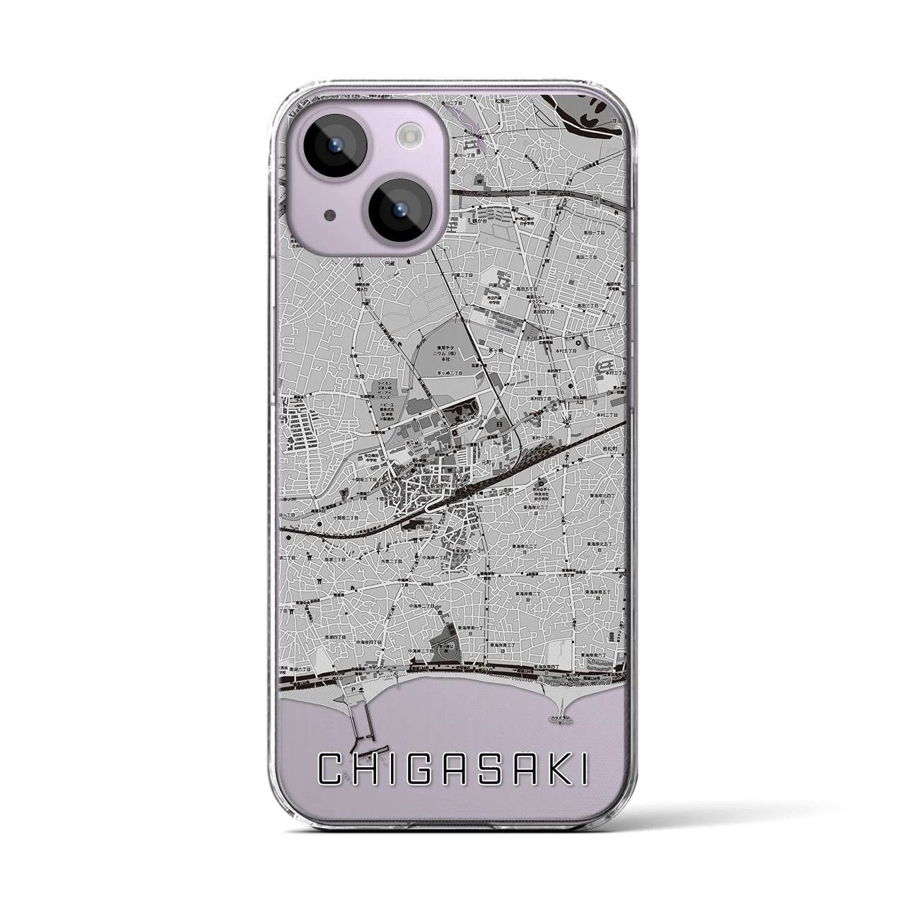 【茅ヶ崎2(神奈川県)】地図柄iPhoneケース(クリアタイプ)
