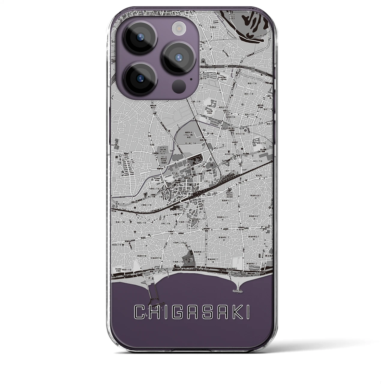 【茅ヶ崎2(神奈川県)】地図柄iPhoneケース(クリアタイプ)