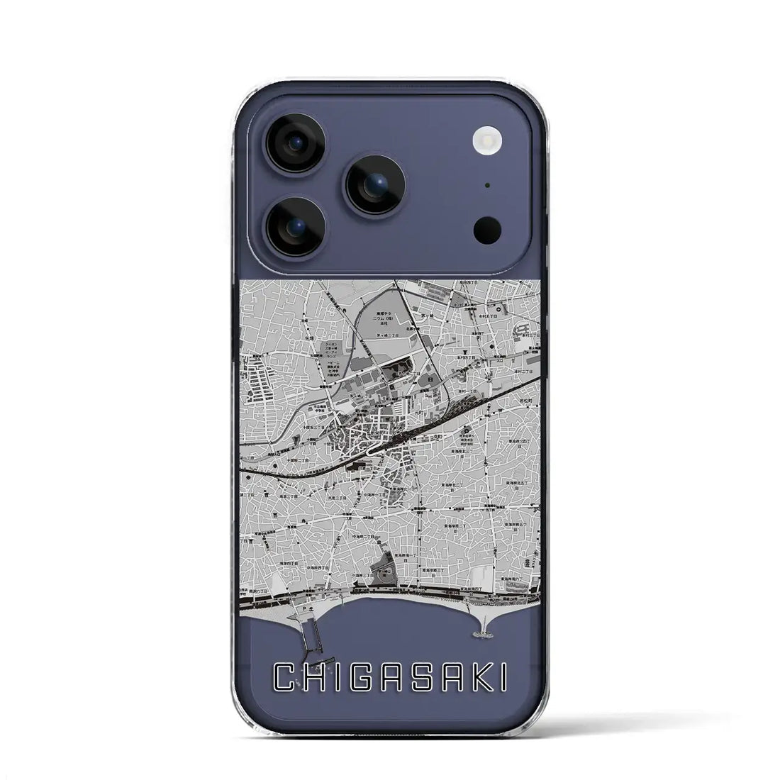 【茅ヶ崎2(神奈川県)】地図柄iPhoneケース(クリアタイプ)モノトーン・iPhone 17 Pro Max 用