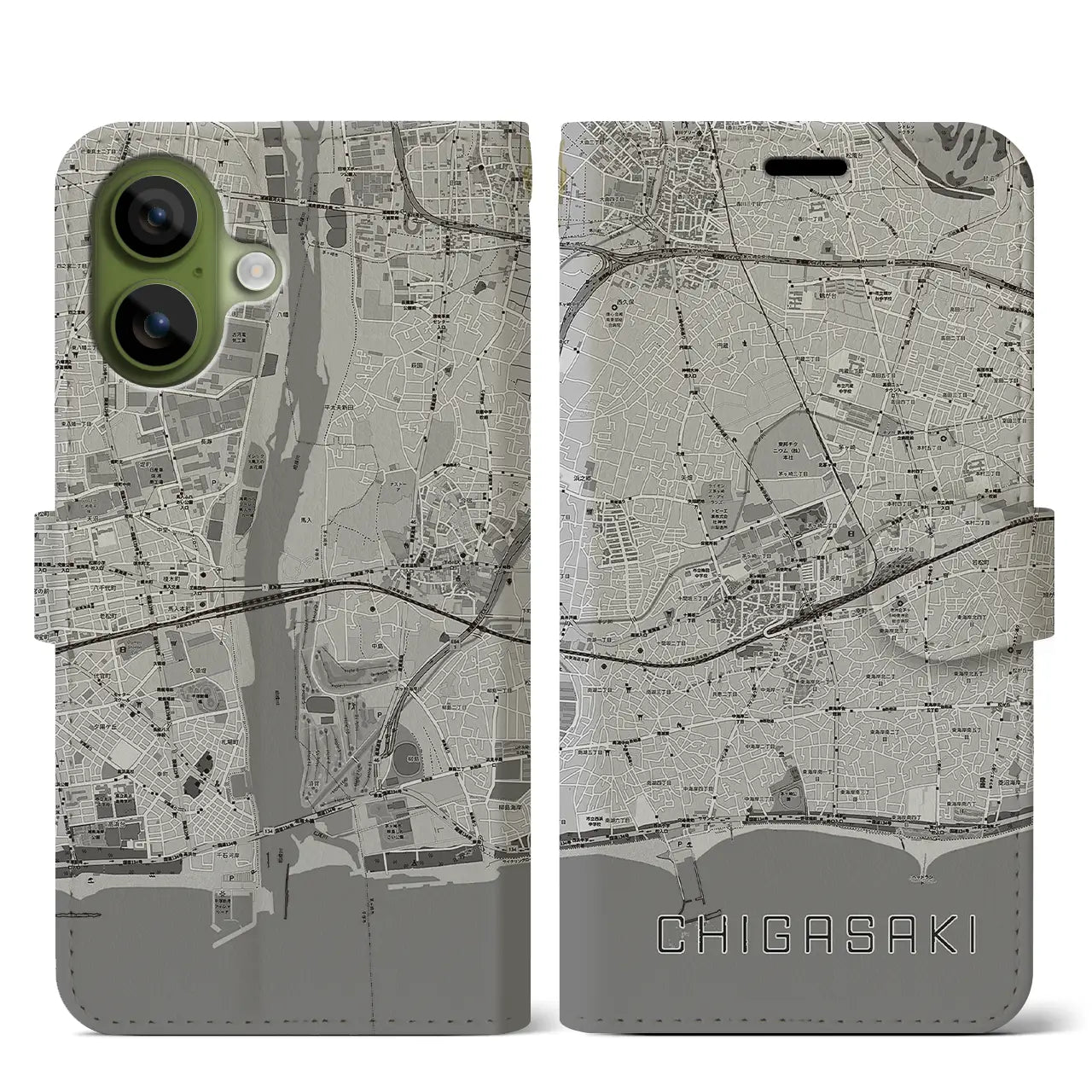 【茅ヶ崎2(神奈川県)】地図柄iPhoneケース(手帳タイプ)
