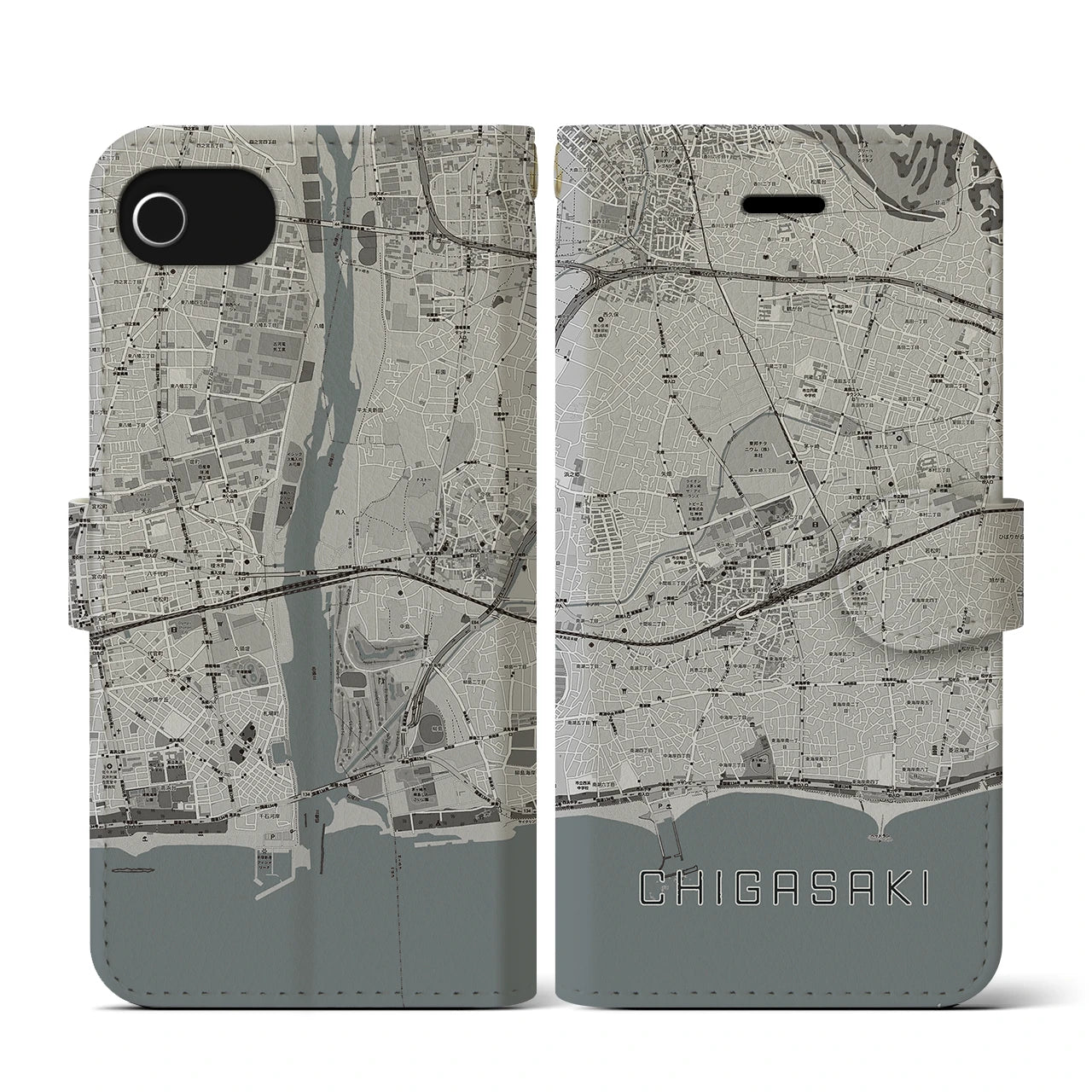 【茅ヶ崎2(神奈川県)】地図柄iPhoneケース(手帳タイプ)