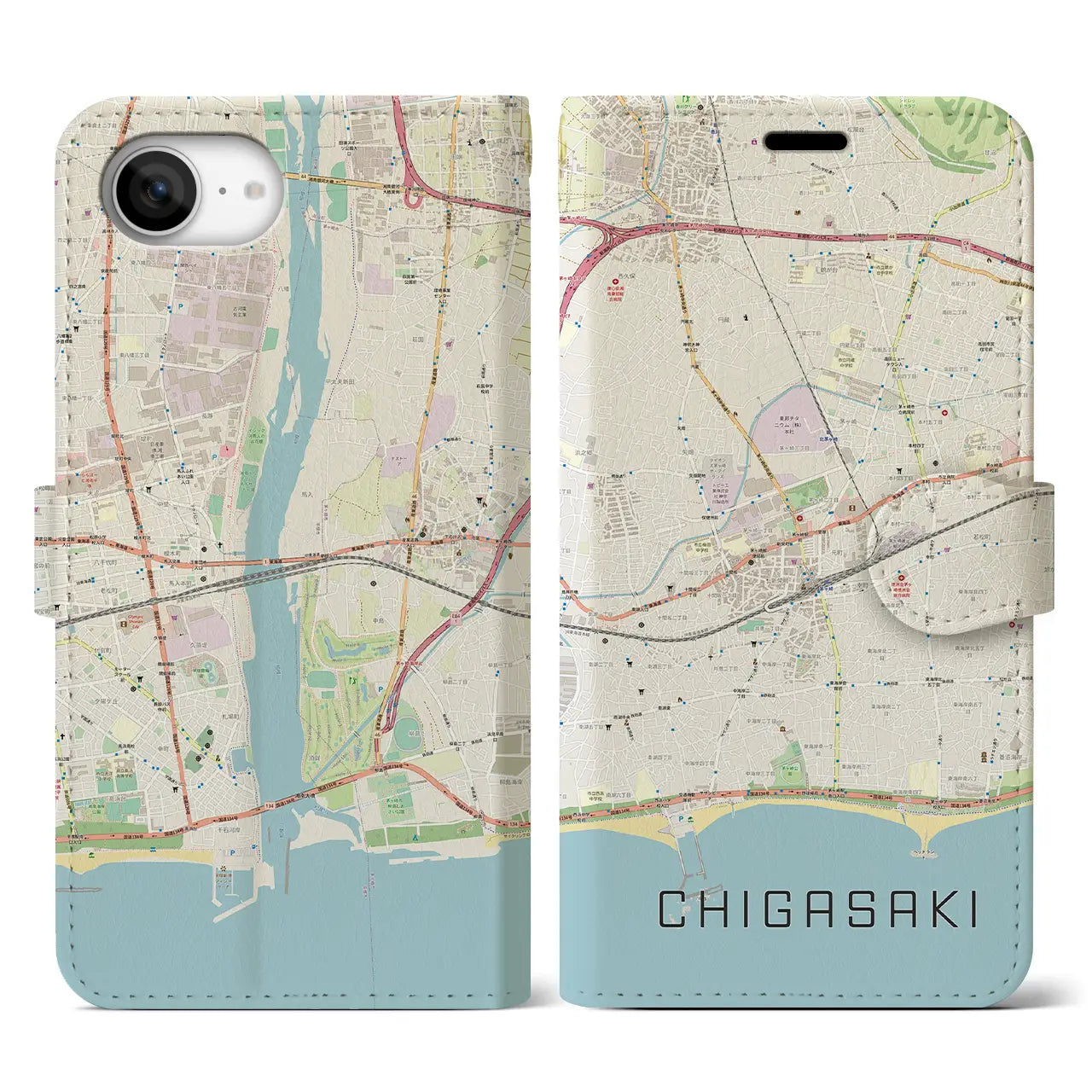 【茅ヶ崎2(神奈川県)】地図柄iPhoneケース(手帳タイプ)