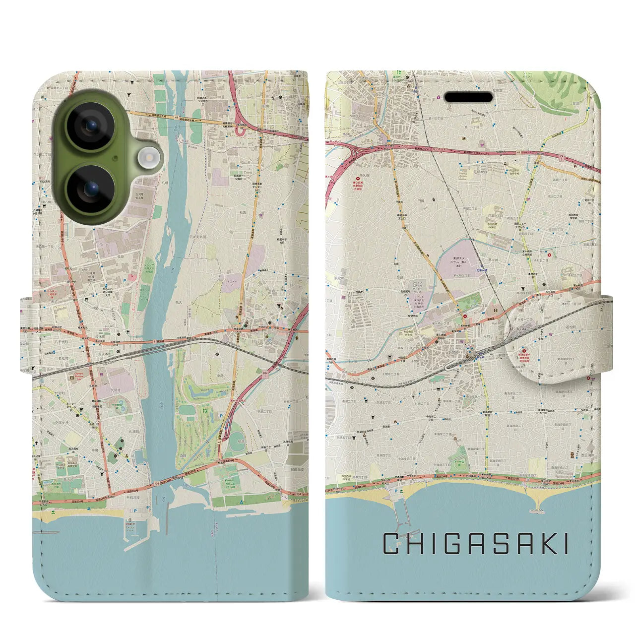 【茅ヶ崎2(神奈川県)】地図柄iPhoneケース(手帳タイプ)