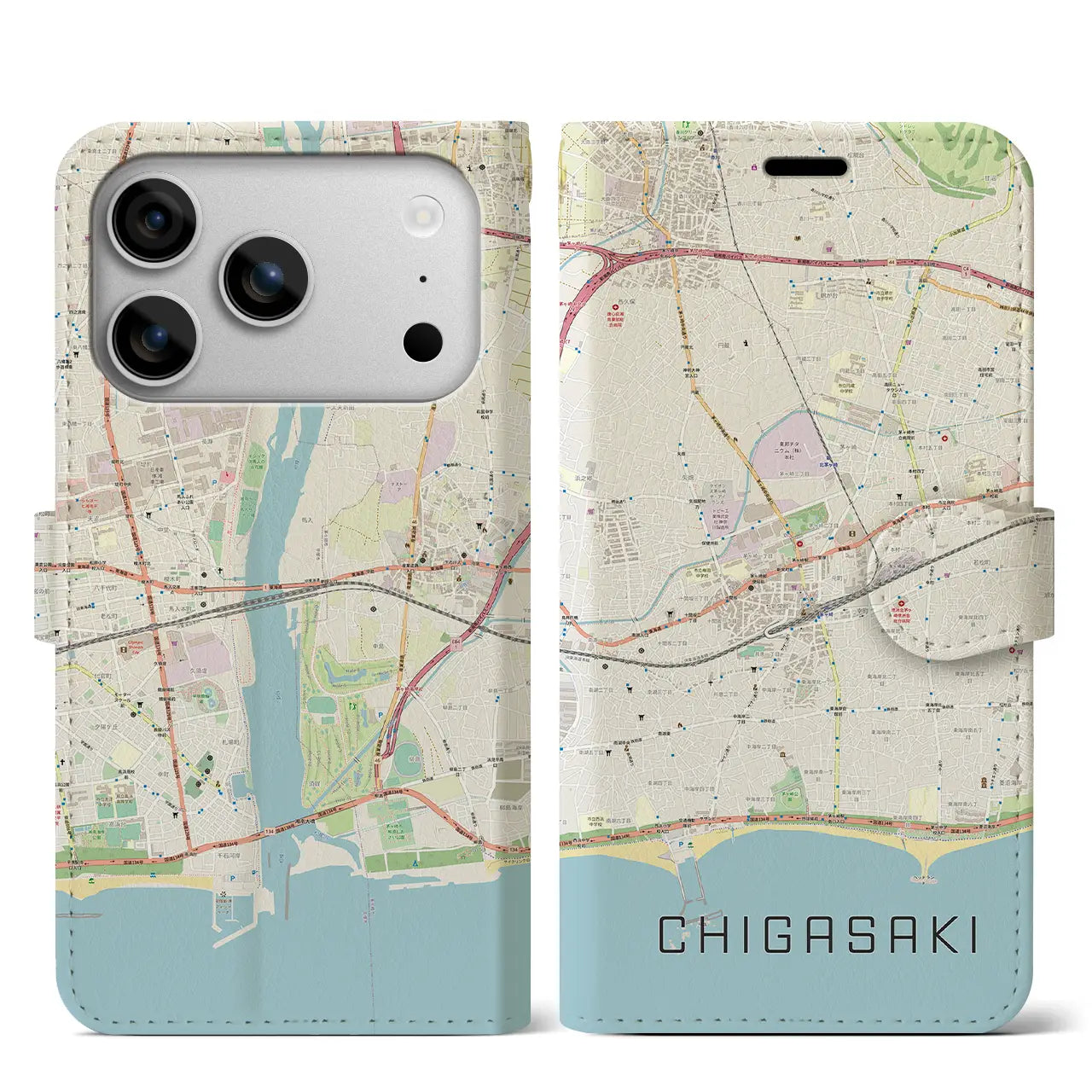 【茅ヶ崎2(神奈川県)】地図柄iPhoneケース(手帳タイプ)