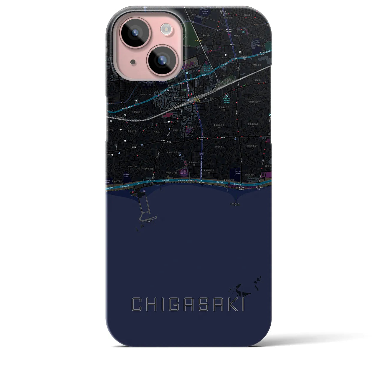 【茅ヶ崎(神奈川県)】地図柄iPhoneケース(バックカバータイプ)