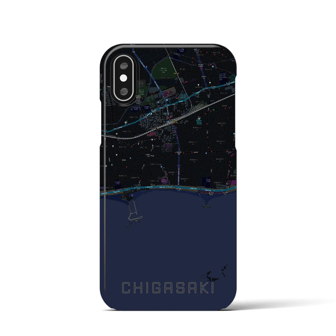 【茅ヶ崎(神奈川県)】地図柄iPhoneケース(バックカバータイプ)