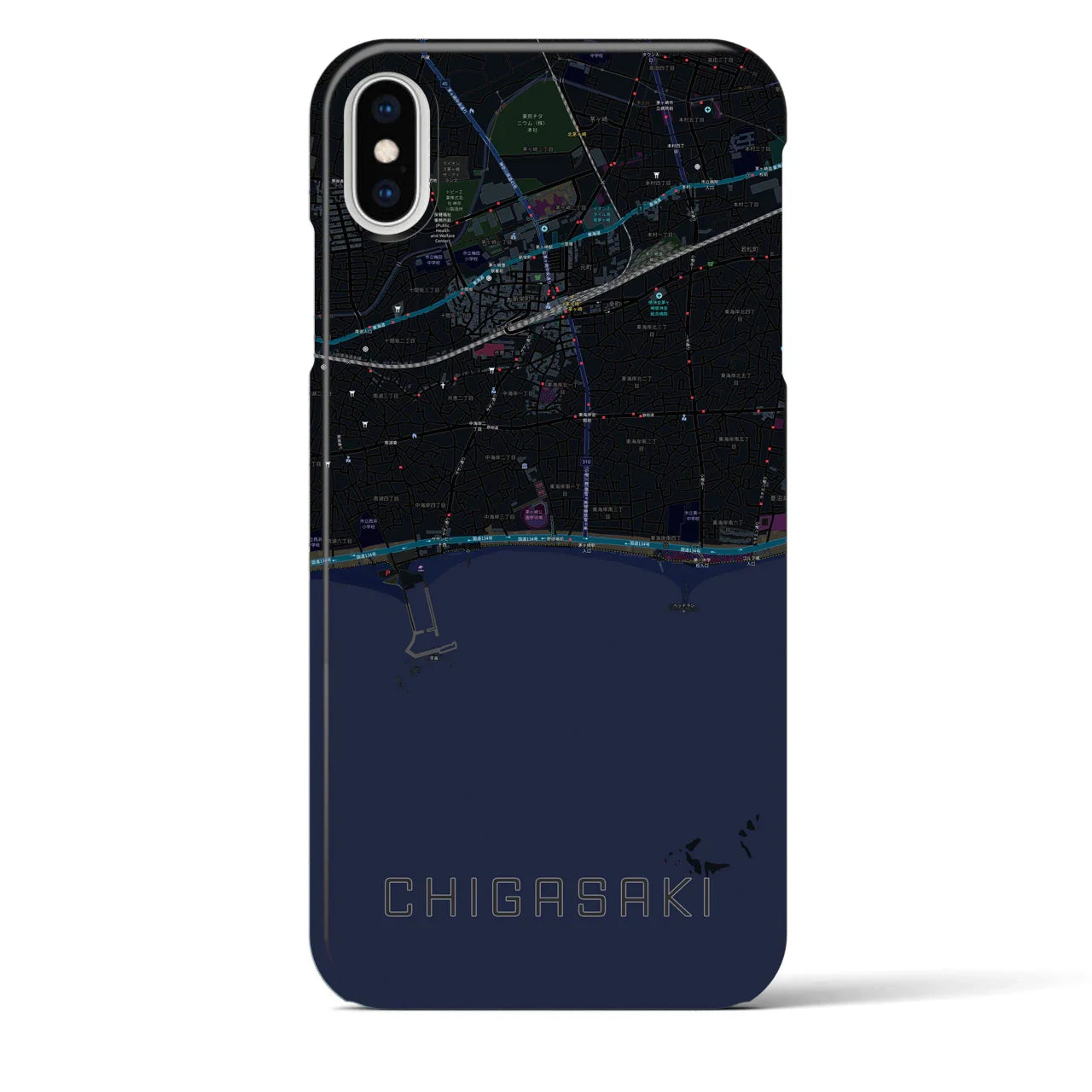 【茅ヶ崎(神奈川県)】地図柄iPhoneケース(バックカバータイプ)
