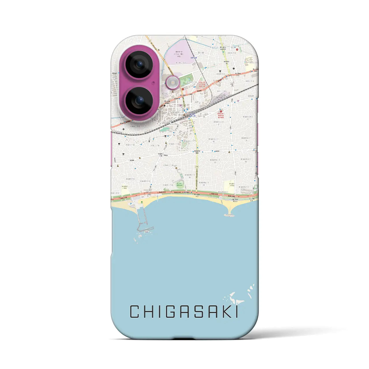 【茅ヶ崎(神奈川県)】地図柄iPhoneケース(バックカバータイプ)