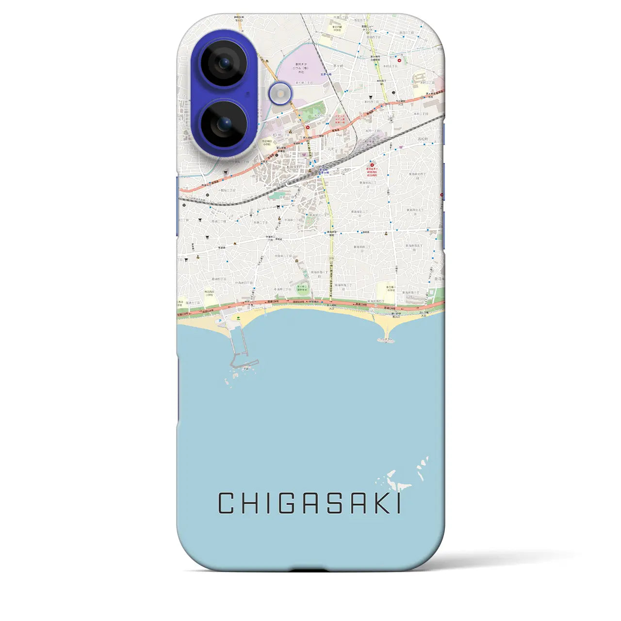 【茅ヶ崎(神奈川県)】地図柄iPhoneケース(バックカバータイプ)ブラック・iPhone 16 Pro Max 用