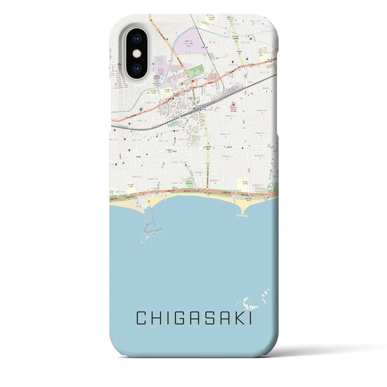 【茅ヶ崎(神奈川県)】地図柄iPhoneケース(バックカバータイプ)