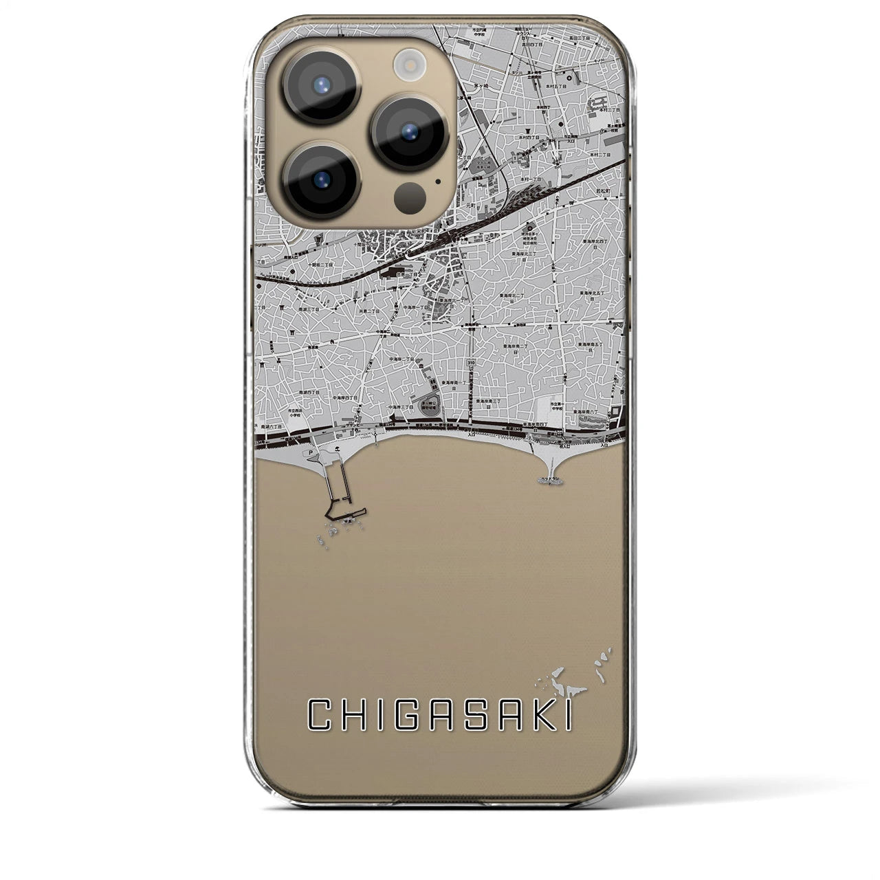 【茅ヶ崎(神奈川県)】地図柄iPhoneケース(クリアタイプ)