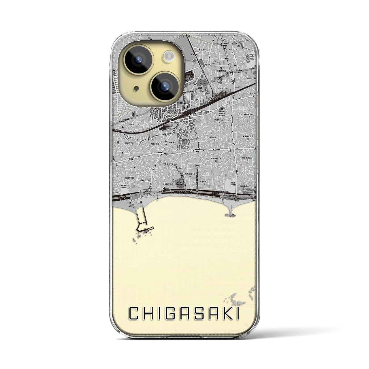 【茅ヶ崎(神奈川県)】地図柄iPhoneケース(クリアタイプ)