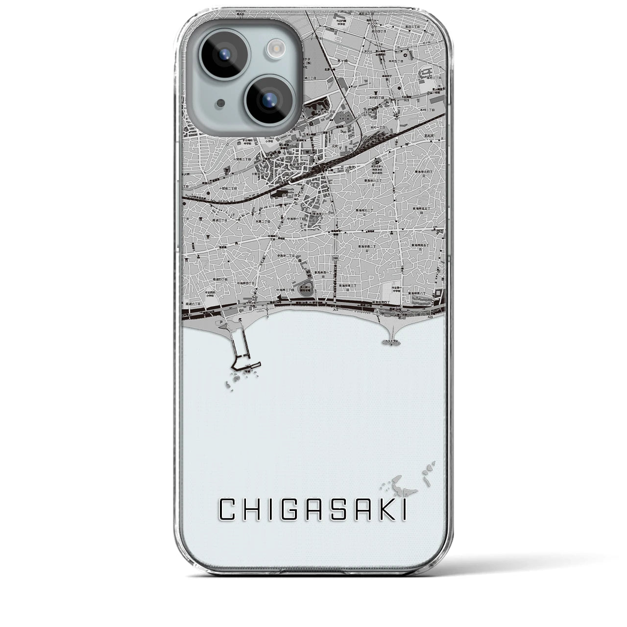 【茅ヶ崎(神奈川県)】地図柄iPhoneケース(クリアタイプ)