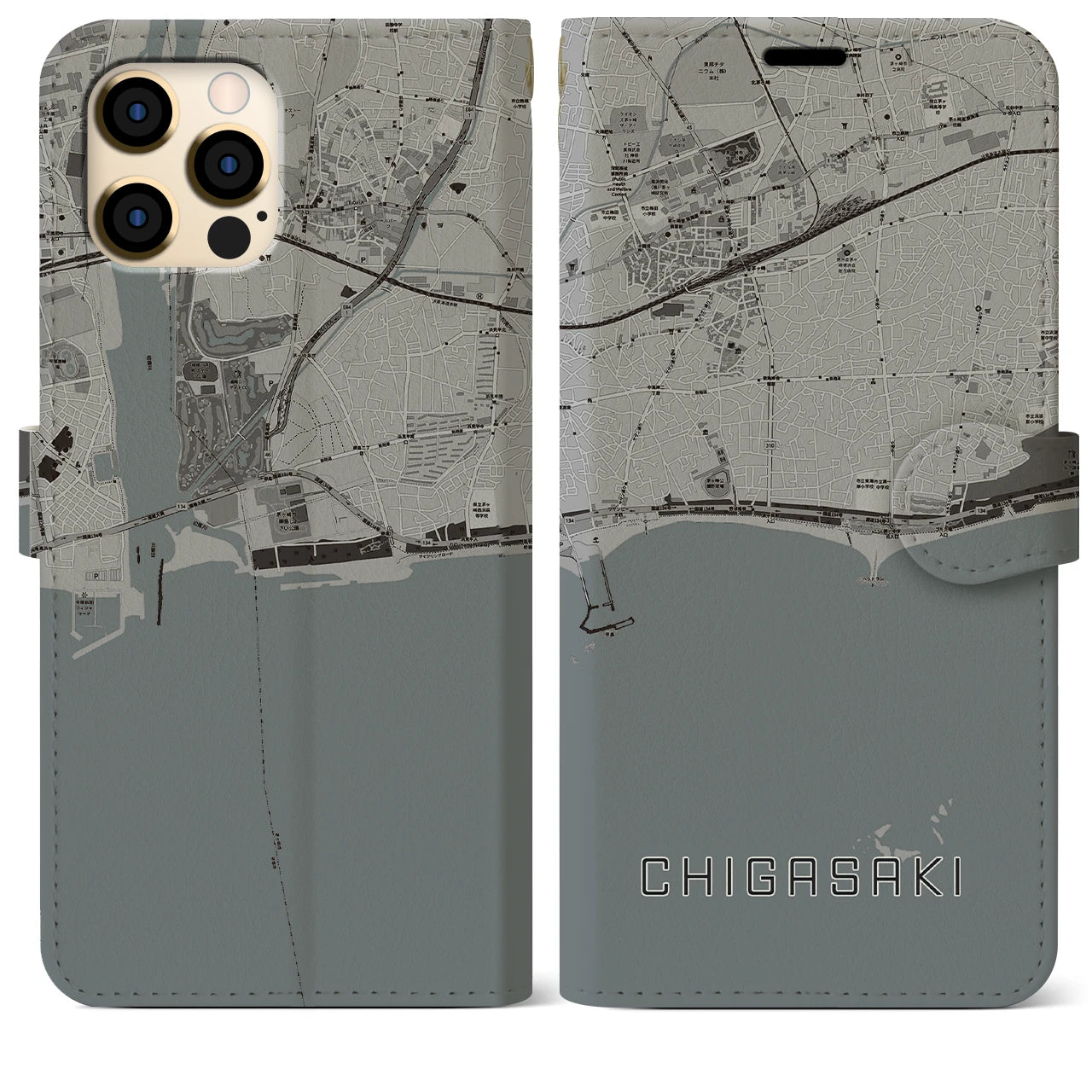 【茅ヶ崎(神奈川県)】地図柄iPhoneケース(手帳タイプ)