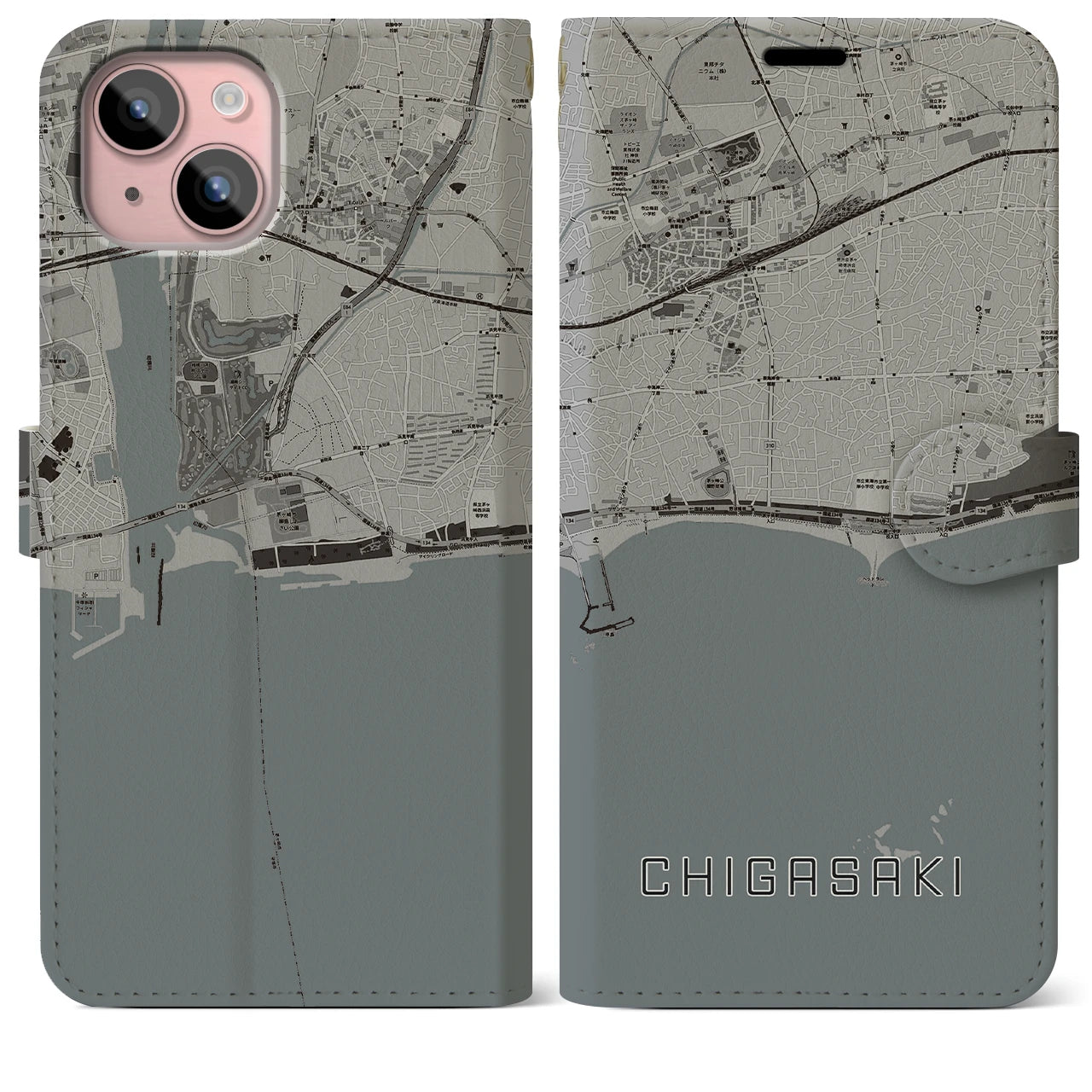 【茅ヶ崎(神奈川県)】地図柄iPhoneケース(手帳タイプ)